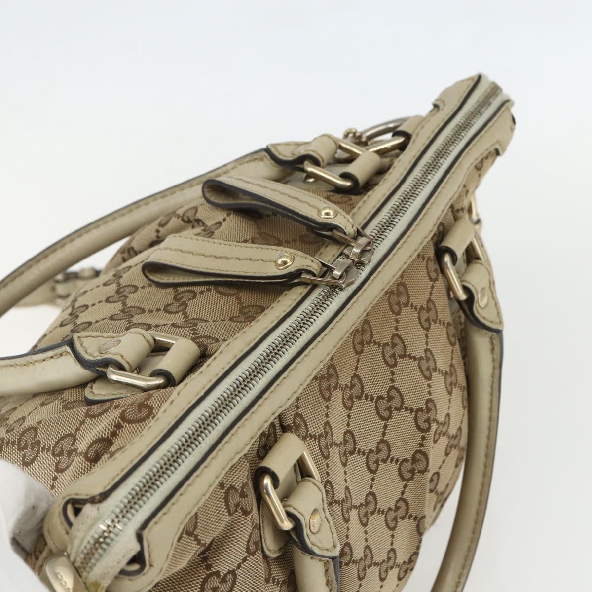 GUCCI GG Canvas Hand Bag 2way Beige Gold 247902 Auth 151442