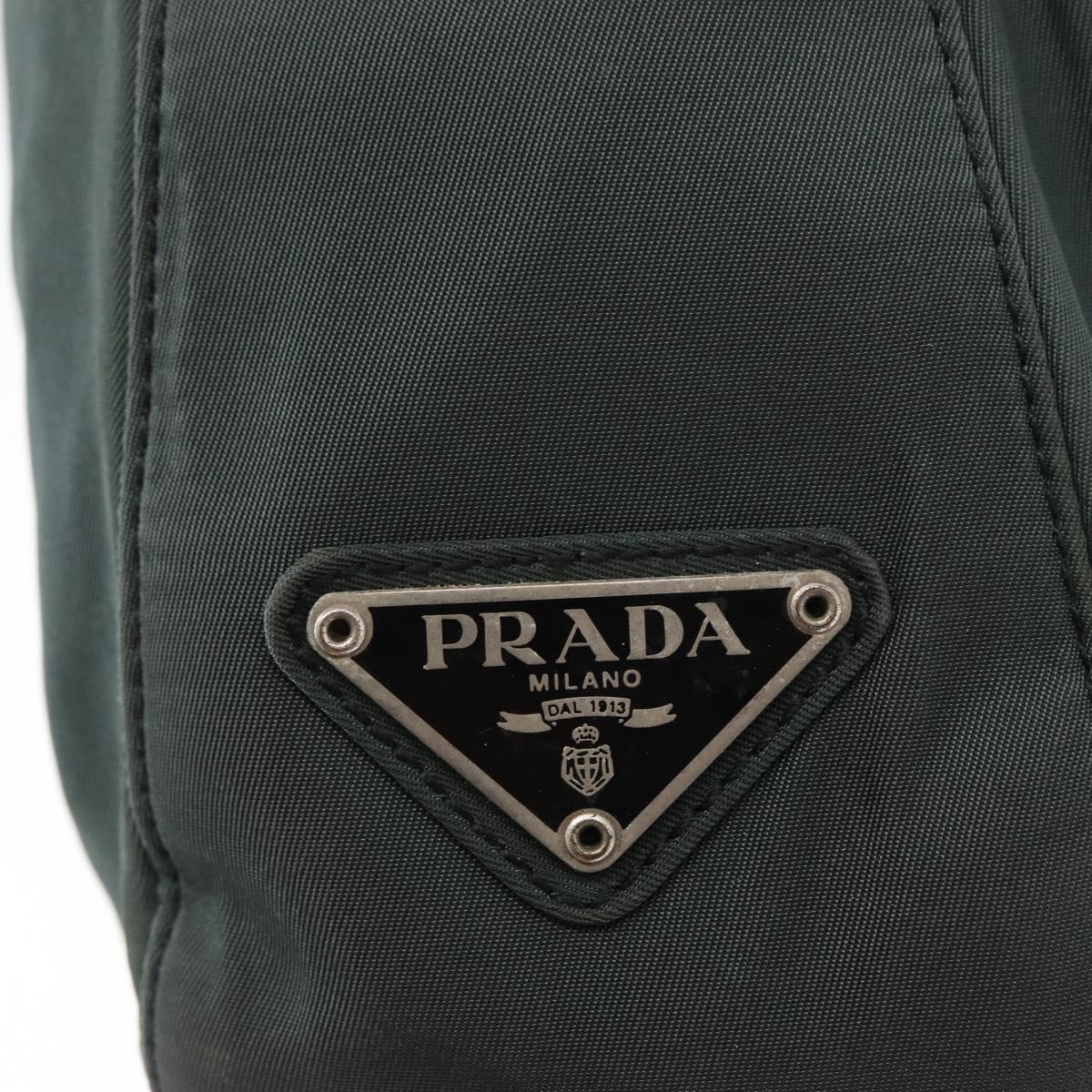PRADA Shoulder Bag Nylon Green Silver Auth 151444