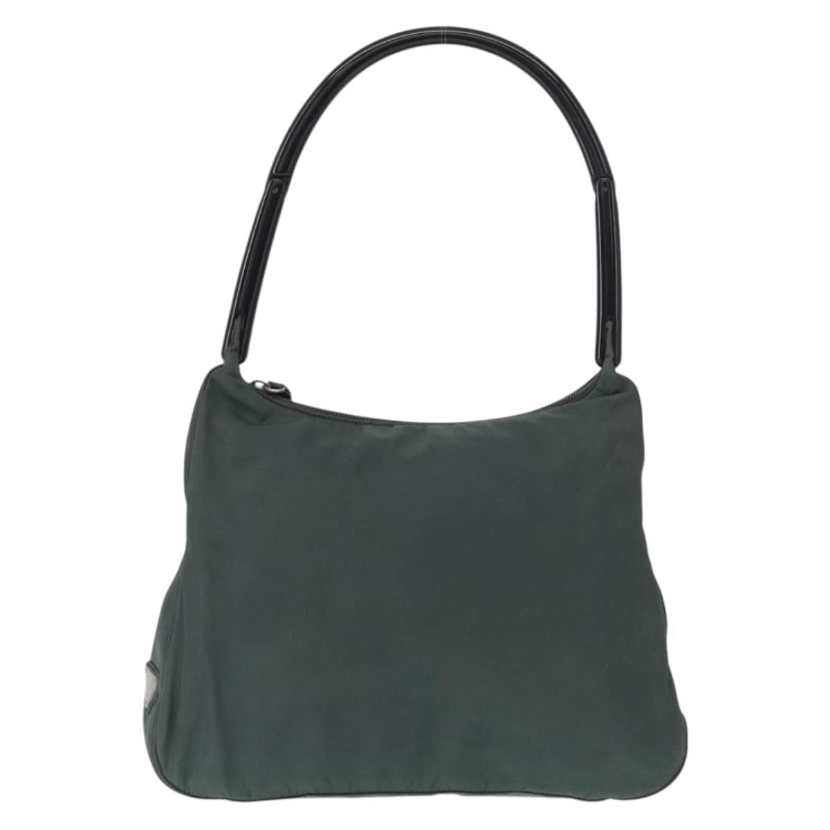 PRADA Shoulder Bag Nylon Green Silver Auth 151444