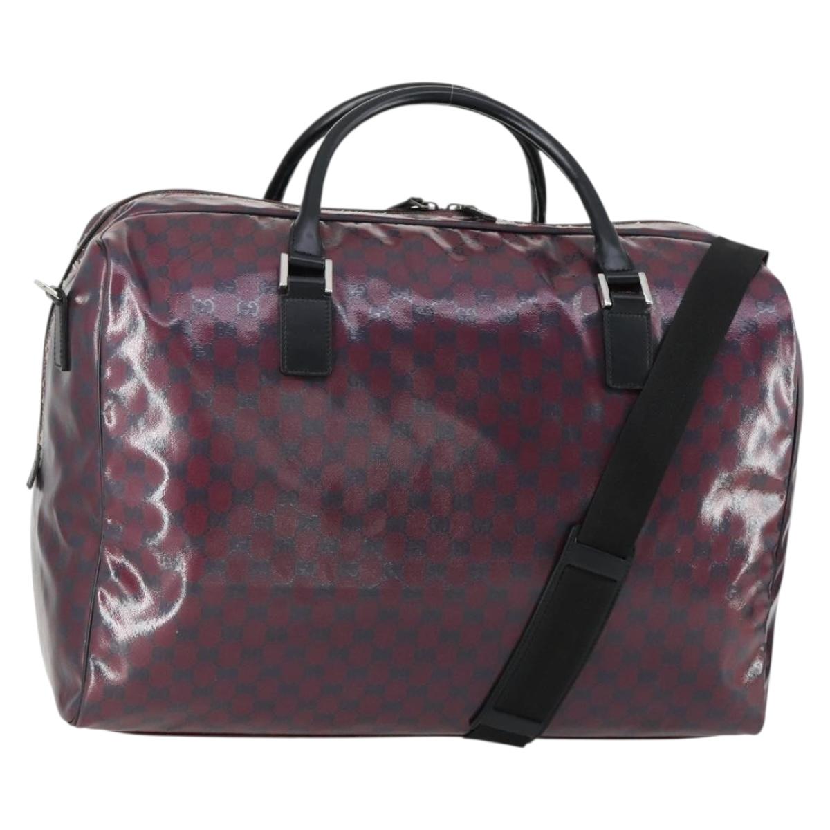 GUCCI GG Crystal Boston Bag Coated Canvas 2way Red Silver 203696 Auth 151447