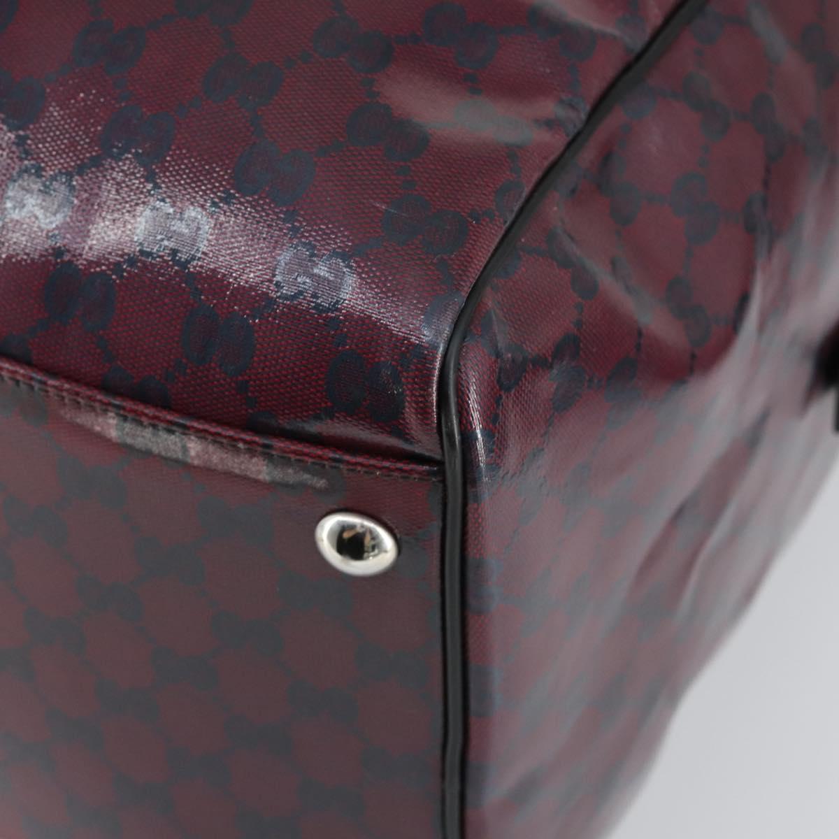 GUCCI GG Crystal Boston Bag Coated Canvas 2way Red Silver 203696 Auth 151447