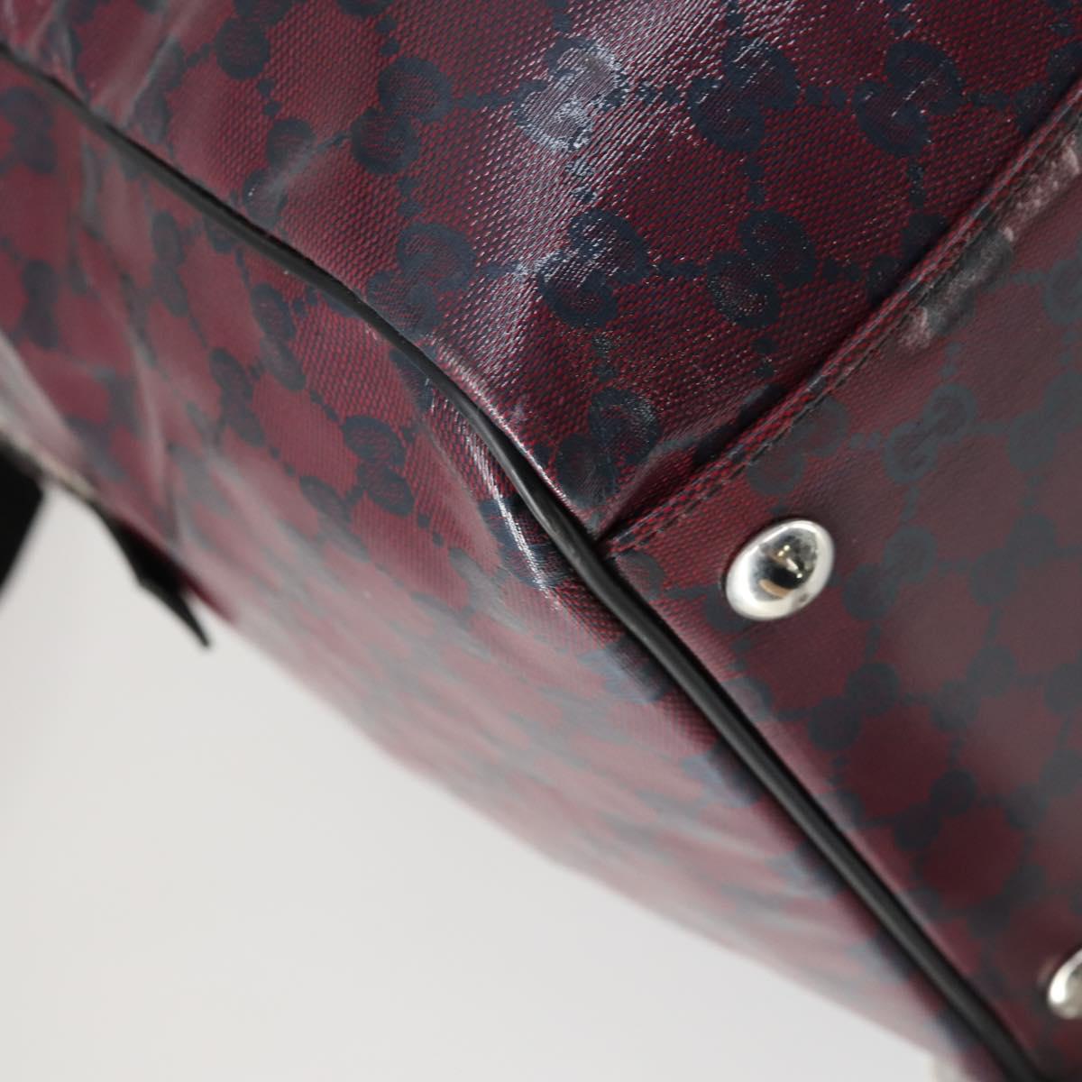 GUCCI GG Crystal Boston Bag Coated Canvas 2way Red Silver 203696 Auth 151447