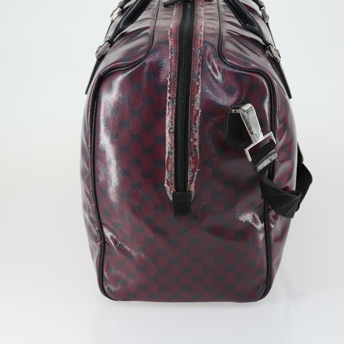 GUCCI GG Crystal Boston Bag Coated Canvas 2way Red Silver 203696 Auth 151447