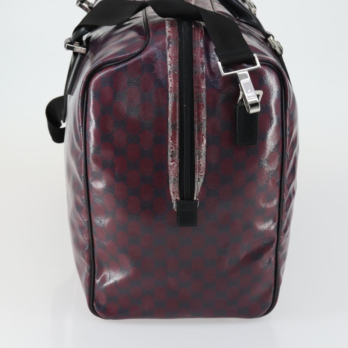 GUCCI GG Crystal Boston Bag Coated Canvas 2way Red Silver 203696 Auth 151447
