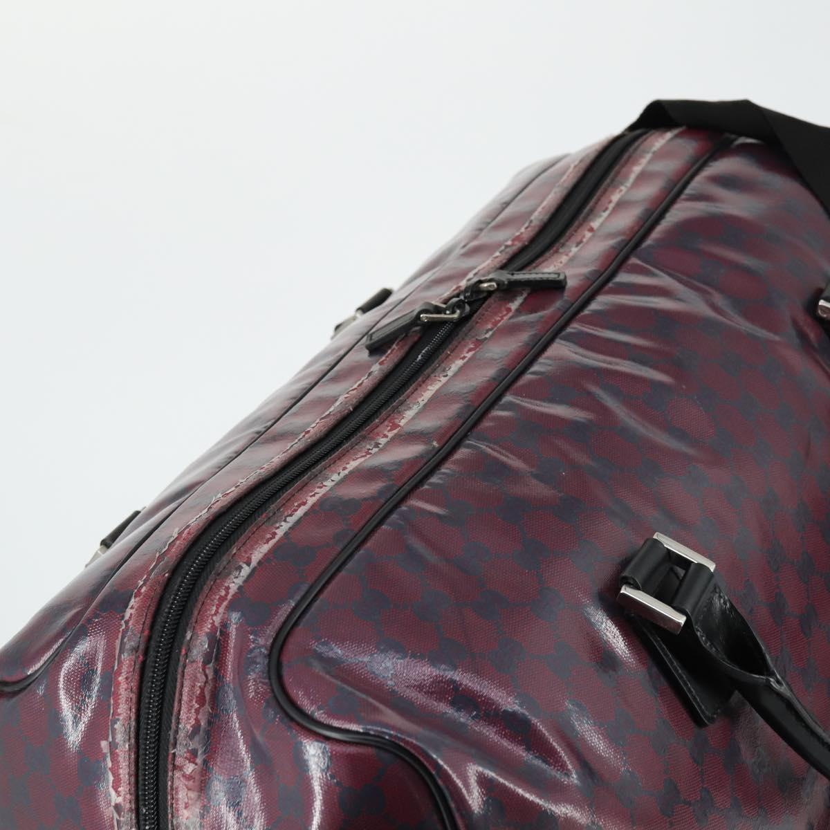 GUCCI GG Crystal Boston Bag Coated Canvas 2way Red Silver 203696 Auth 151447