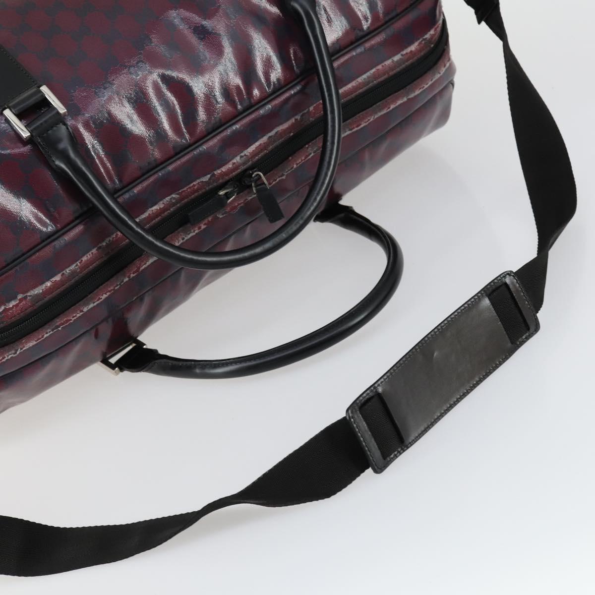 GUCCI GG Crystal Boston Bag Coated Canvas 2way Red Silver 203696 Auth 151447