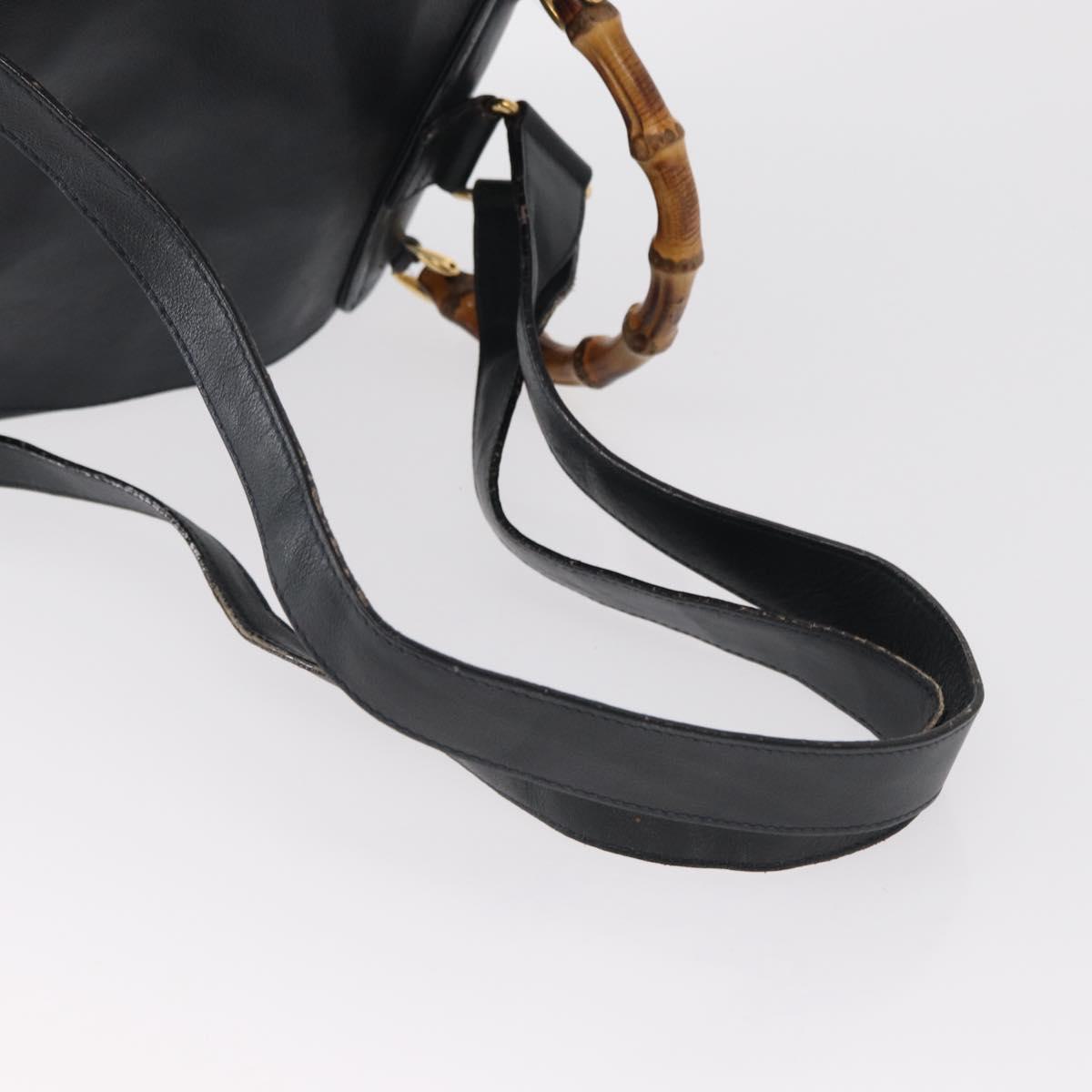 GUCCI Bamboo Backpack Leather Navy Gold 003 2058 0016 Auth 151451