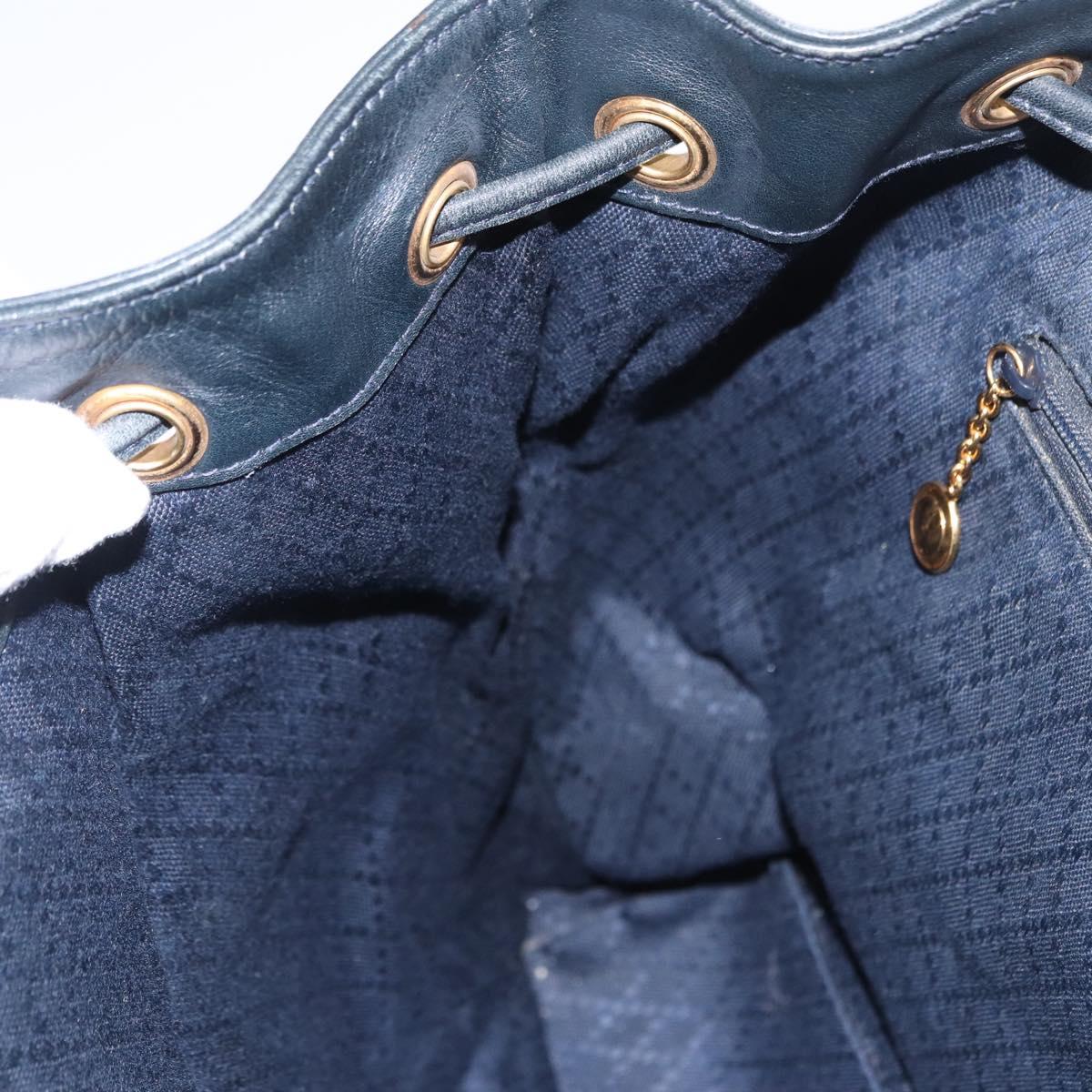 GUCCI Bamboo Backpack Leather Navy Gold 003 2058 0016 Auth 151451