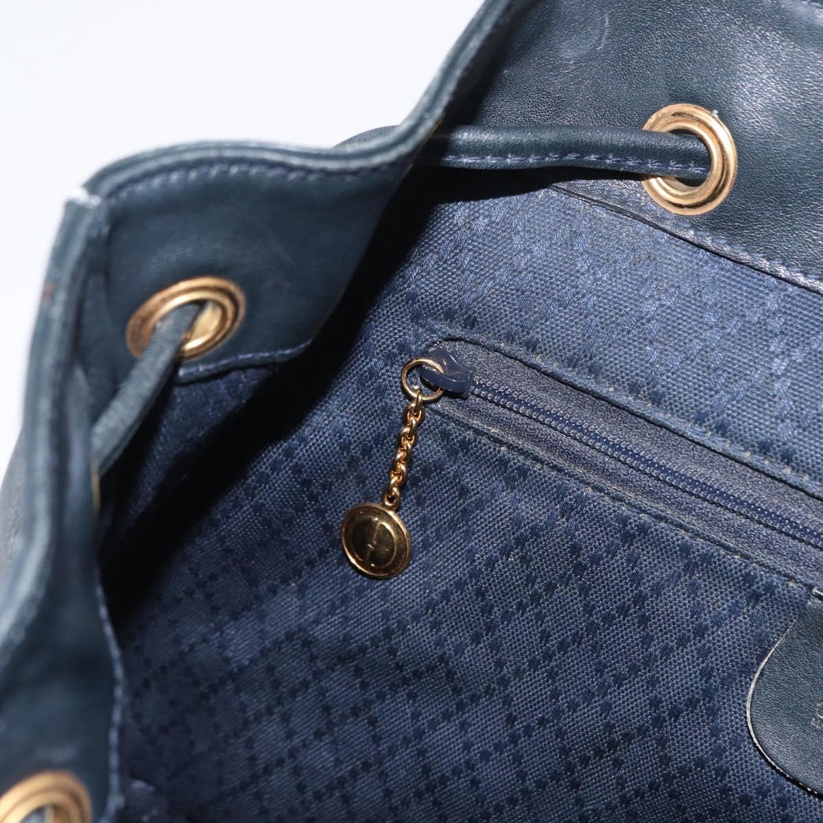 GUCCI Bamboo Backpack Leather Navy Gold 003 2058 0016 Auth 151451