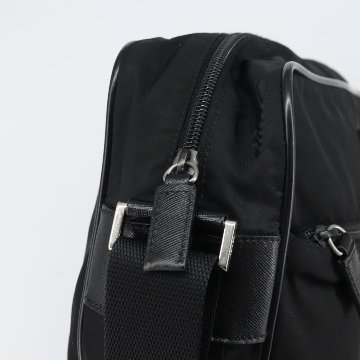 PRADA Shoulder Bag Nylon Black Silver Auth 151452