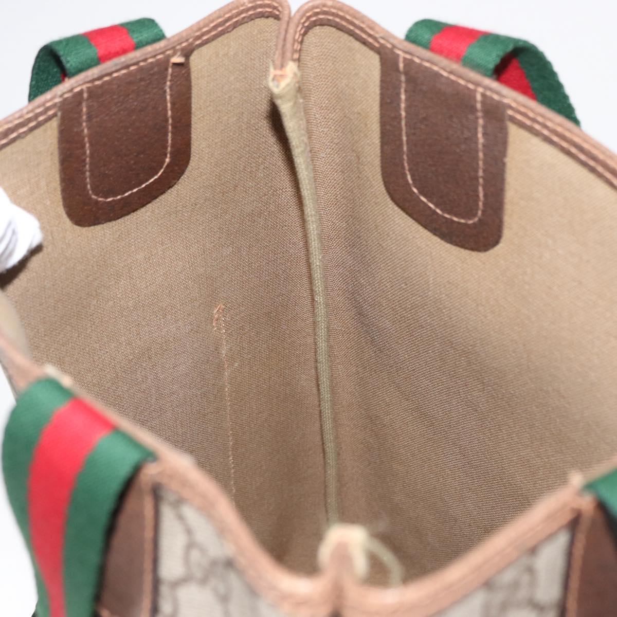 GUCCI GG Supreme Web Sherry Line Tote Bag PVC Beige Gold 89 02 003 Auth 151453