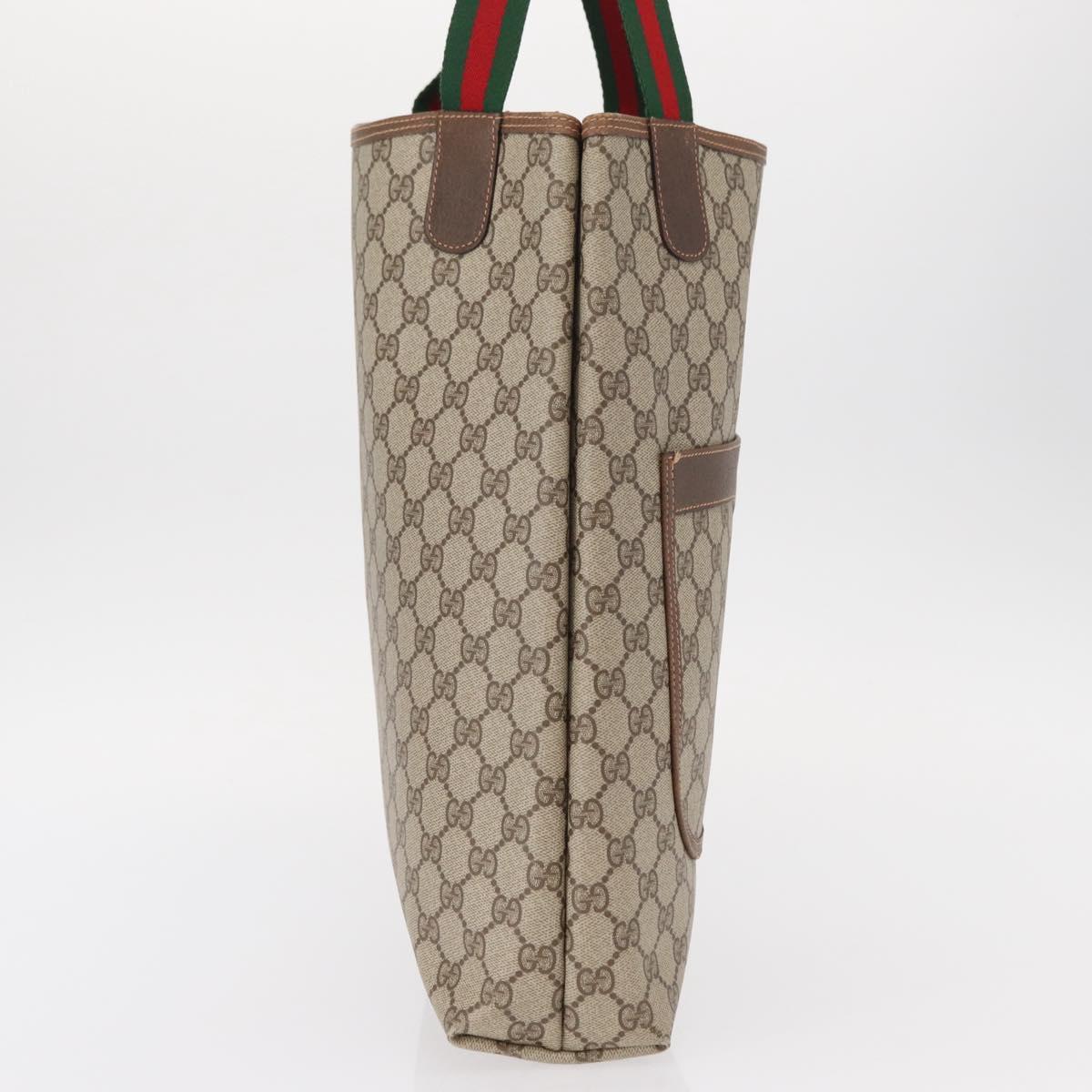 GUCCI GG Supreme Web Sherry Line Tote Bag PVC Beige Gold 89 02 003 Auth 151453