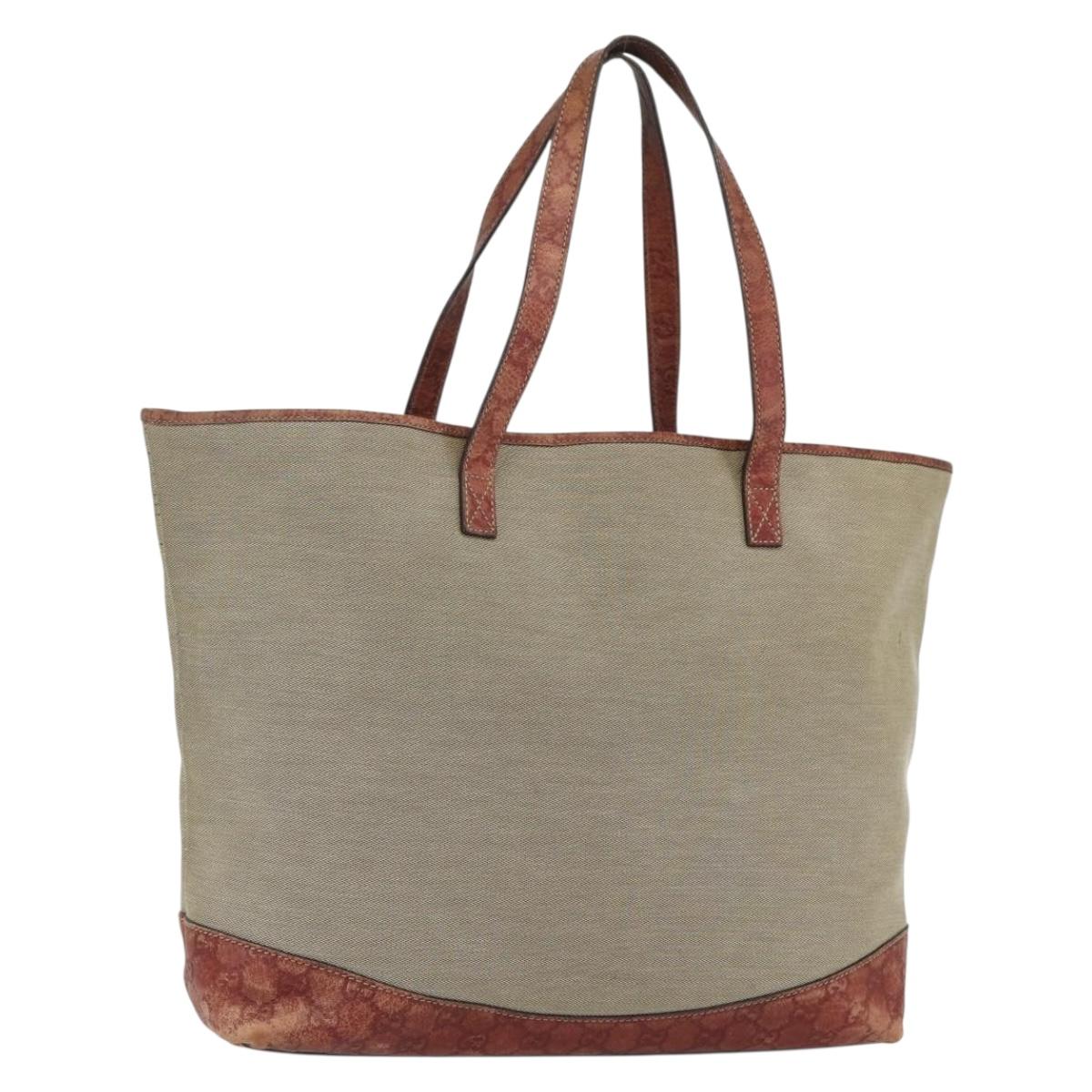 GUCCI Tote Bag Canvas Leather Beige 297435 Auth 151454