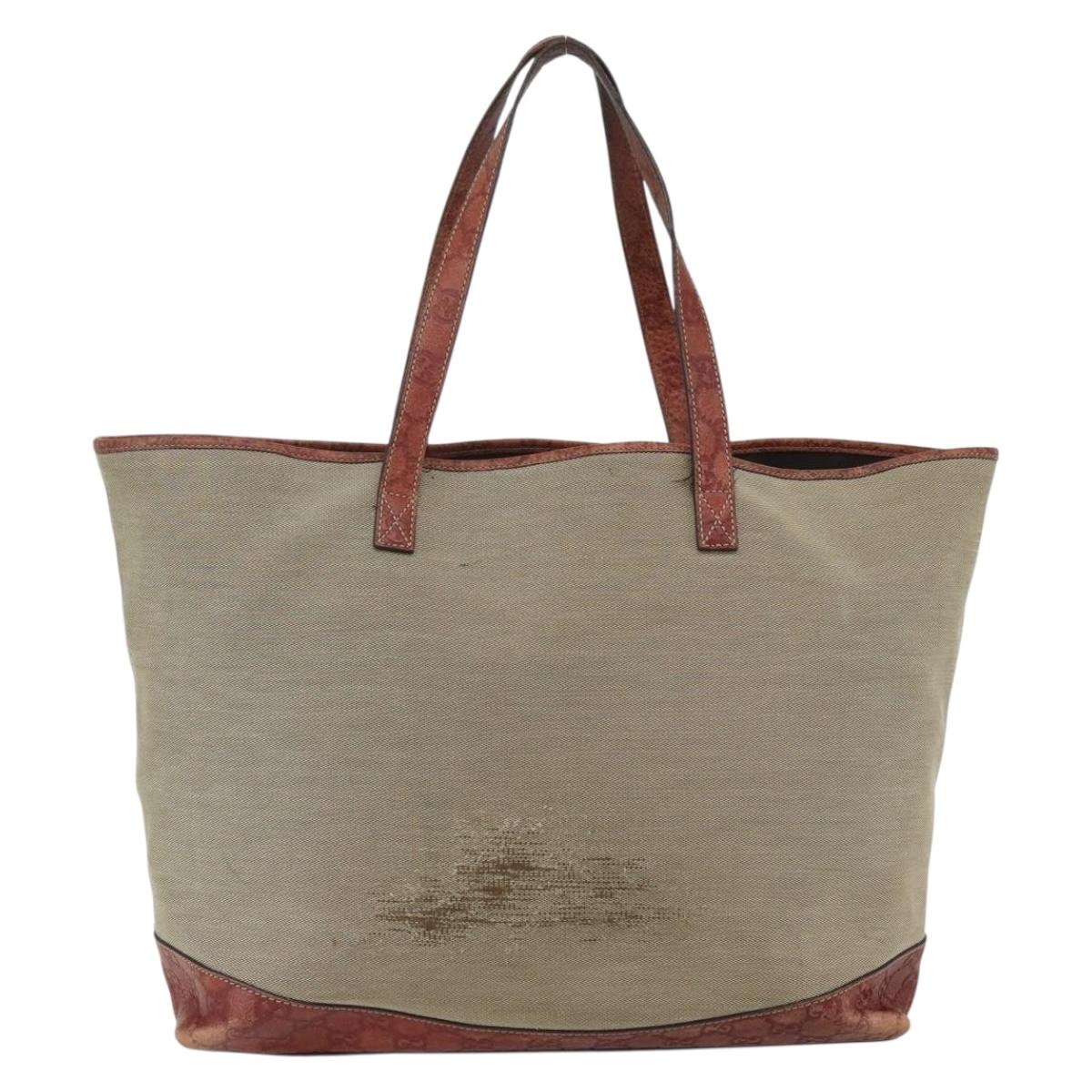 GUCCI Tote Bag Canvas Leather Beige 297435 Auth 151454