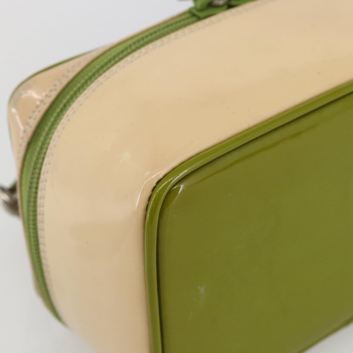 GUCCI Vanity Hand Pouch Patent leather Beige 032 1705 0141 Auth 151455