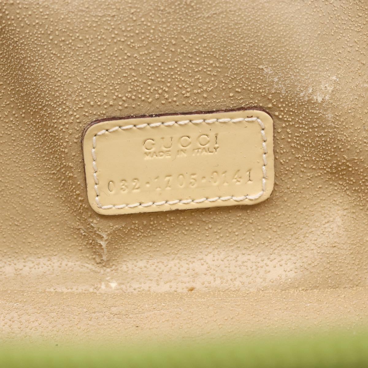 GUCCI Vanity Hand Pouch Patent leather Beige 032 1705 0141 Auth 151455