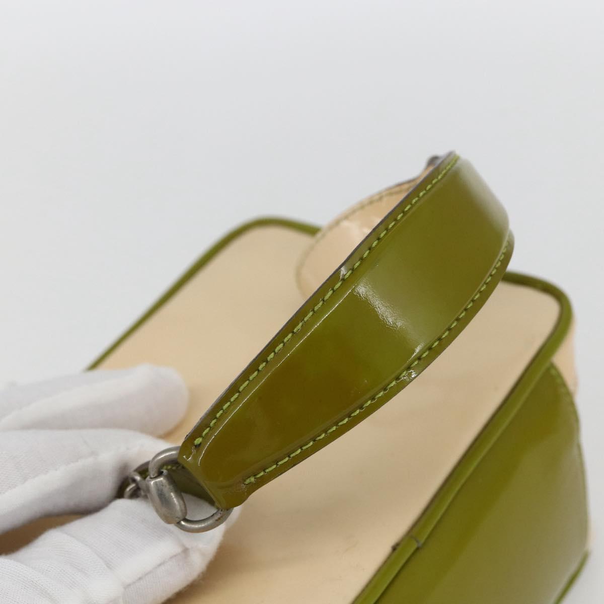 GUCCI Vanity Hand Pouch Patent leather Beige 032 1705 0141 Auth 151455