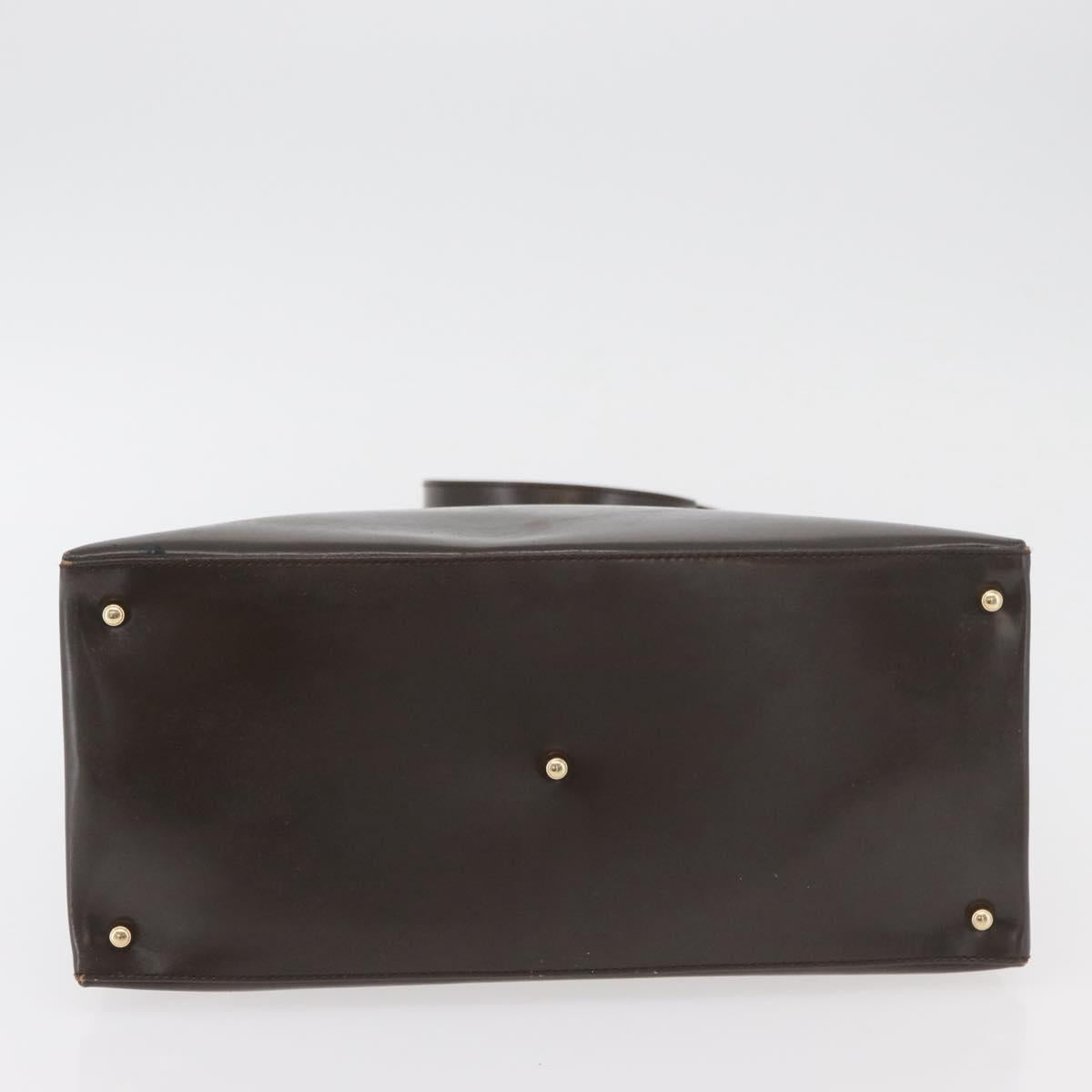 GUCCI Hand Bag Patent leather 2way Brown Gold Auth 151456