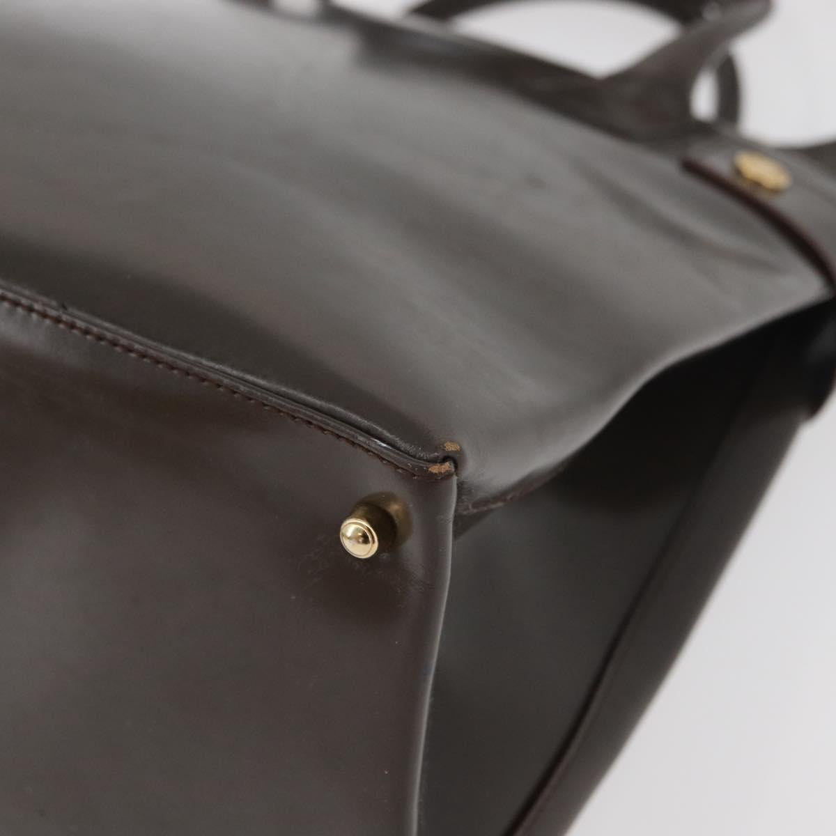 GUCCI Hand Bag Patent leather 2way Brown Gold Auth 151456