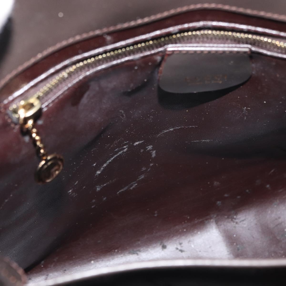 GUCCI Hand Bag Patent leather 2way Brown Gold Auth 151456