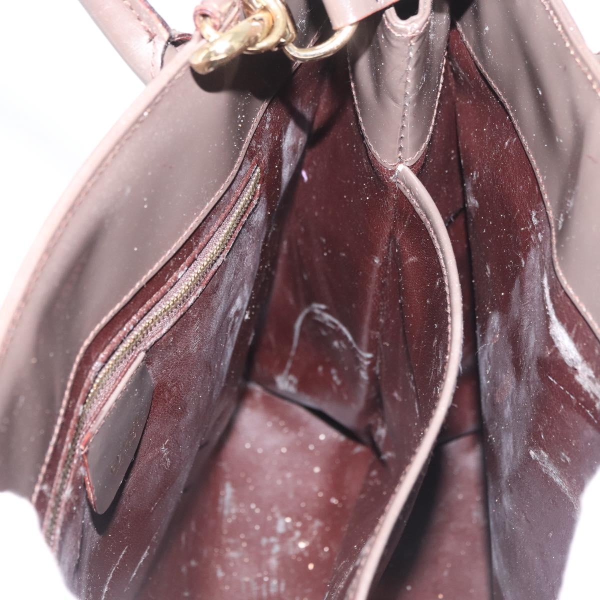 GUCCI Hand Bag Patent leather 2way Brown Gold Auth 151456