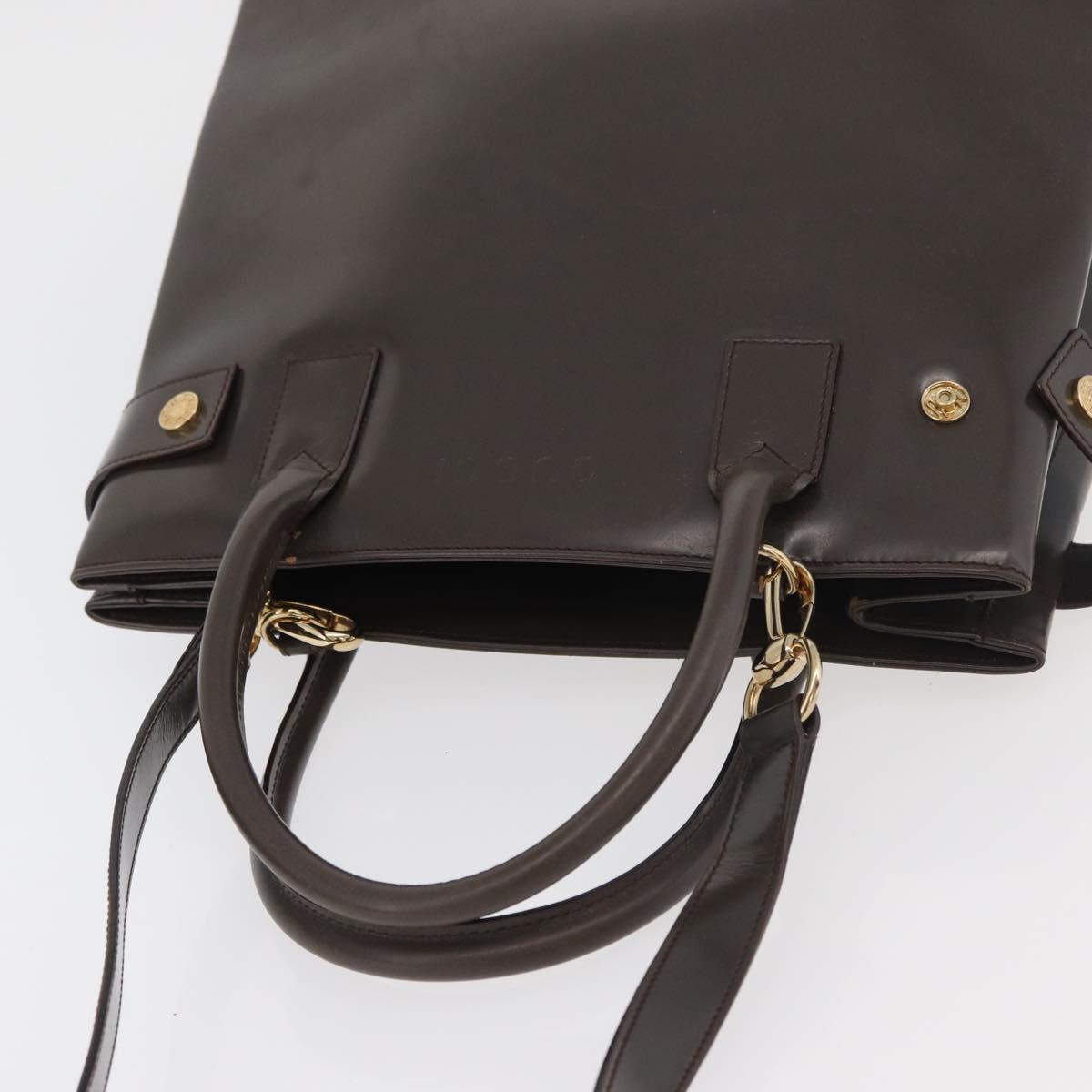 GUCCI Hand Bag Patent leather 2way Brown Gold Auth 151456