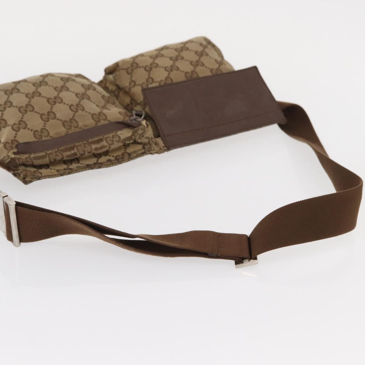 GUCCI GG Canvas Waist bag Beige Silver 28566 Auth 151457