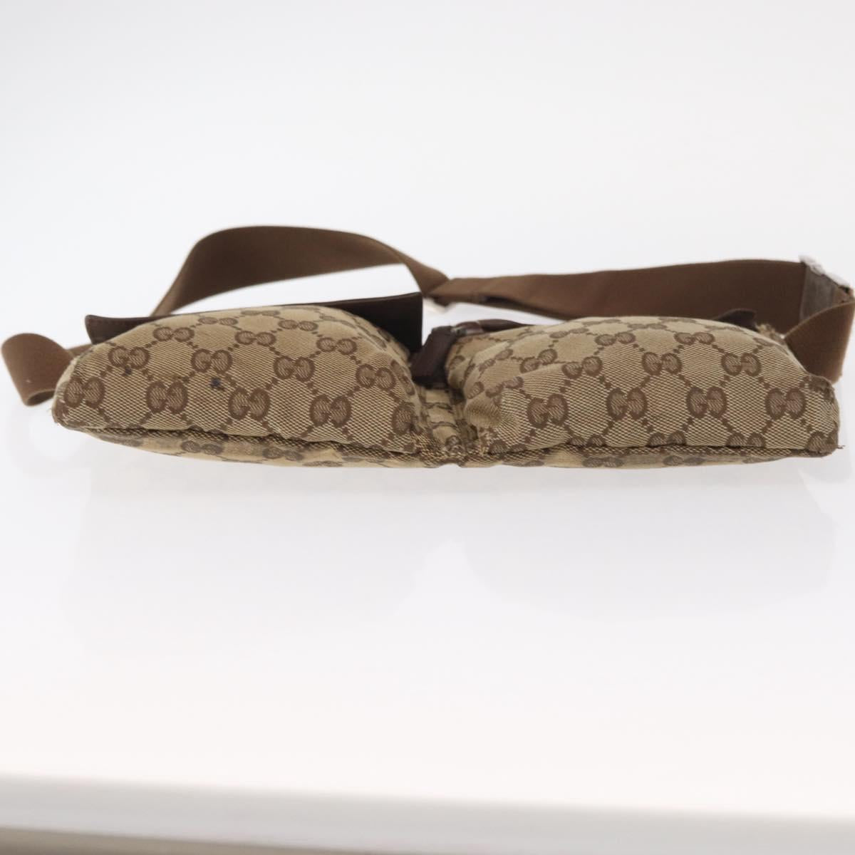 GUCCI GG Canvas Waist bag Beige Silver 28566 Auth 151457