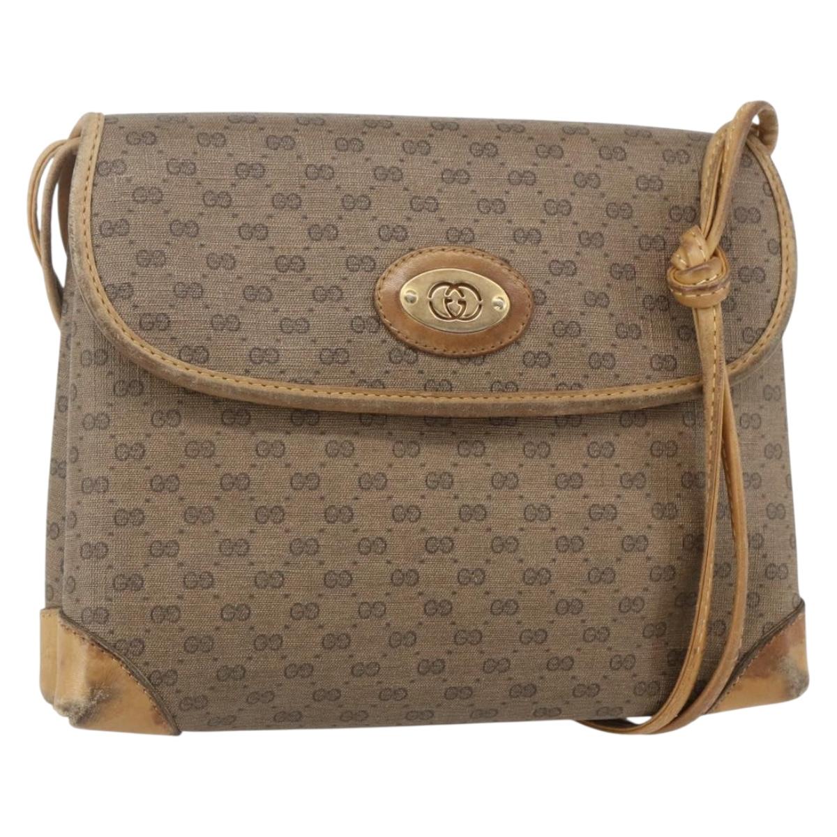 GUCCI Micro GG Supreme Shoulder Bag PVC Beige Gold 007 49 5548 Auth 151458