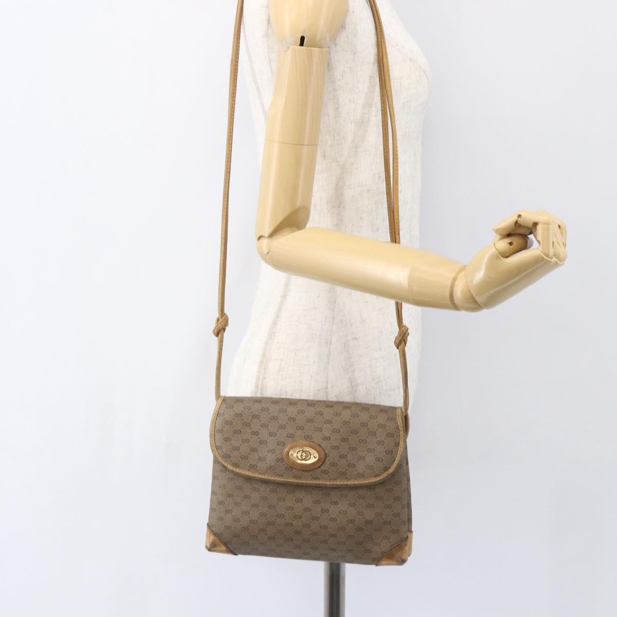 GUCCI Micro GG Supreme Shoulder Bag PVC Beige Gold 007 49 5548 Auth 151458