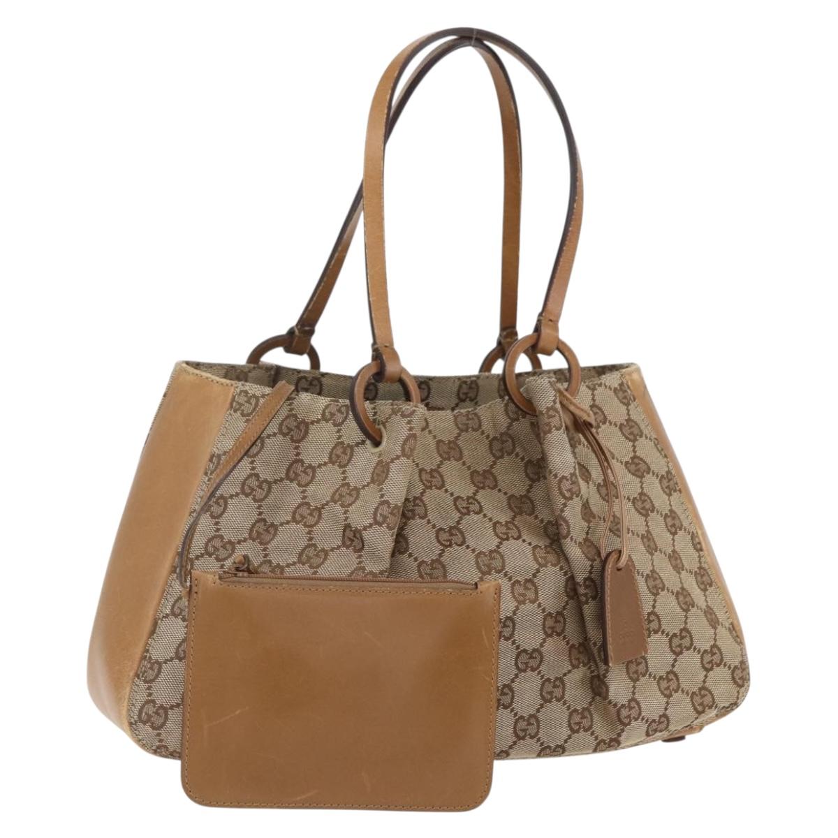 GUCCI GG Canvas Tote Bag Beige 94898 Auth 151459