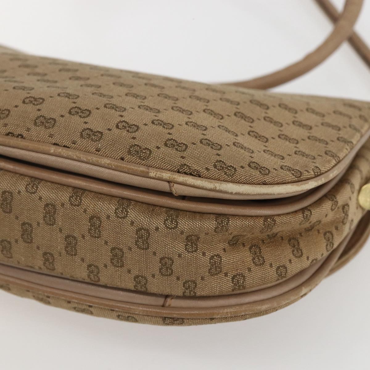 GUCCI Micro GG Supreme Shoulder Bag Beige Gold Auth 151460