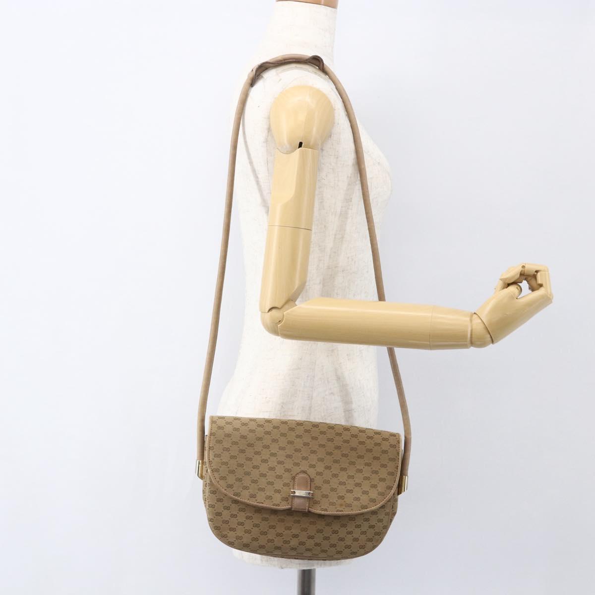 GUCCI Micro GG Supreme Shoulder Bag Beige Gold Auth 151460