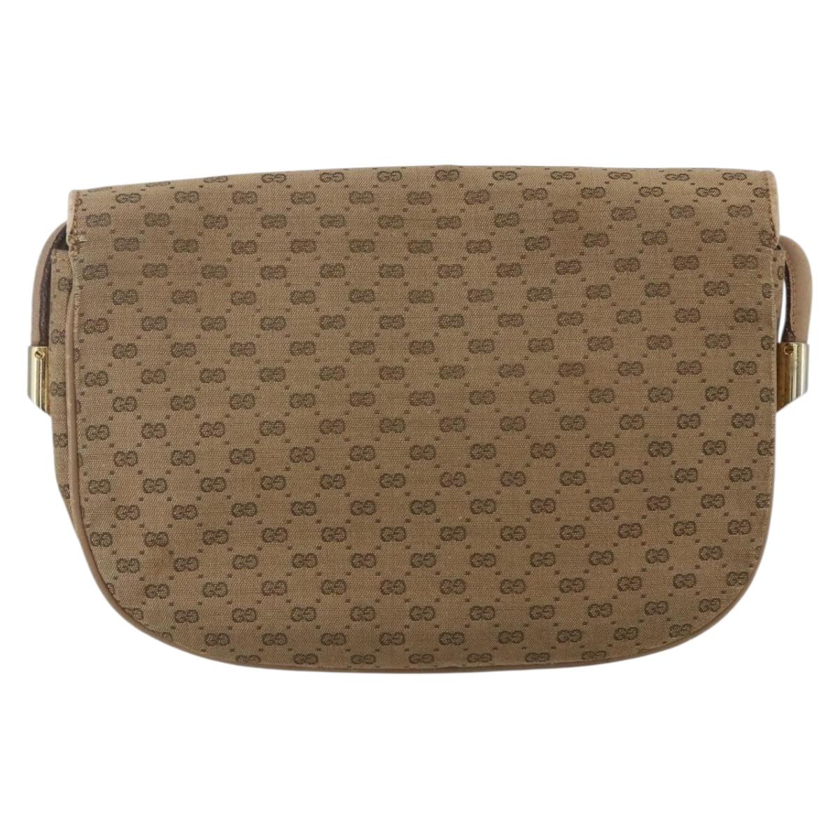 GUCCI Micro GG Supreme Shoulder Bag Beige Gold Auth 151460