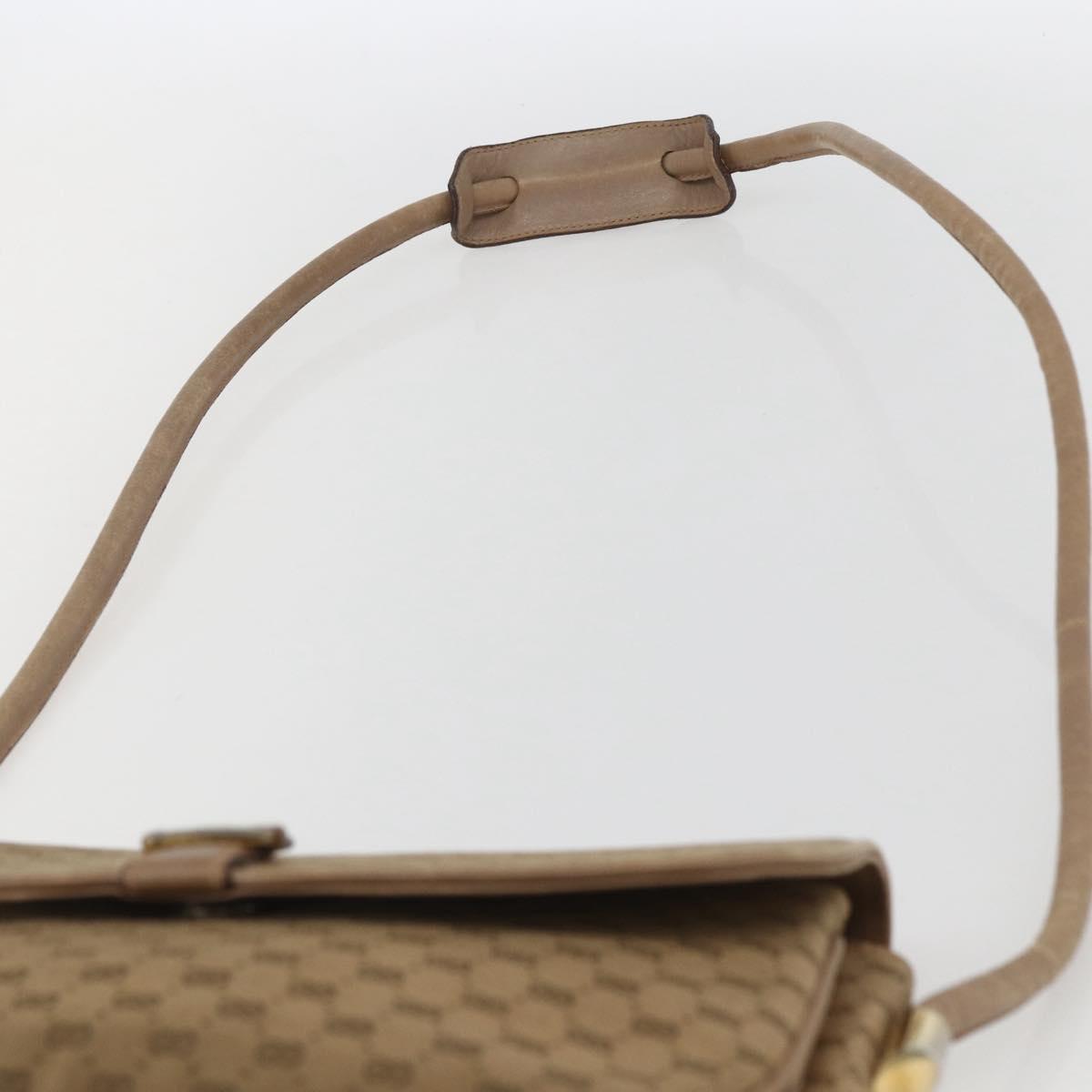 GUCCI Micro GG Supreme Shoulder Bag Beige Gold Auth 151460