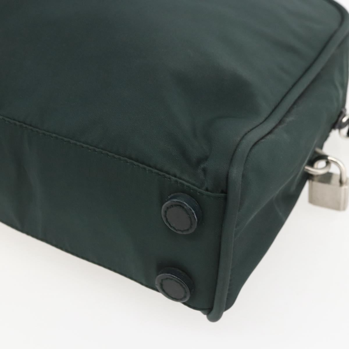 PRADA Hand Bag Nylon Green Silver Auth 151461