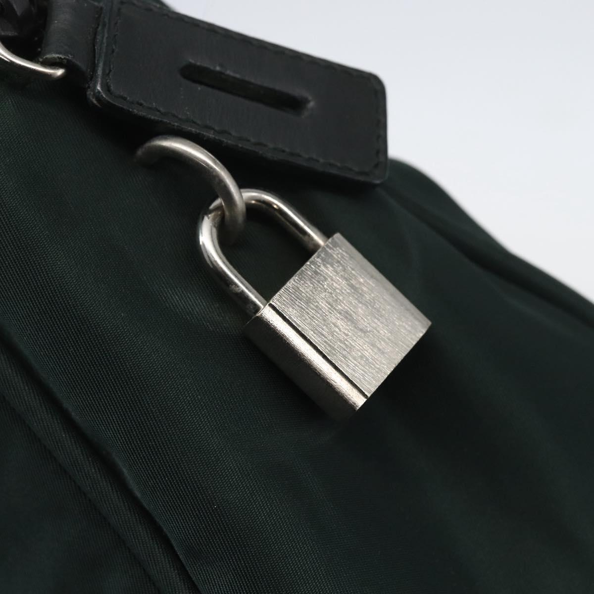 PRADA Hand Bag Nylon Green Silver Auth 151461