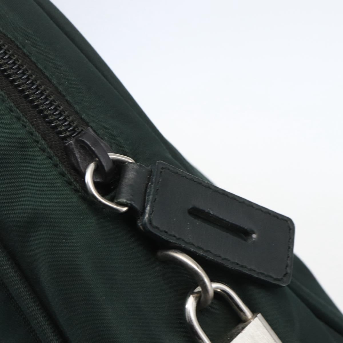 PRADA Hand Bag Nylon Green Silver Auth 151461
