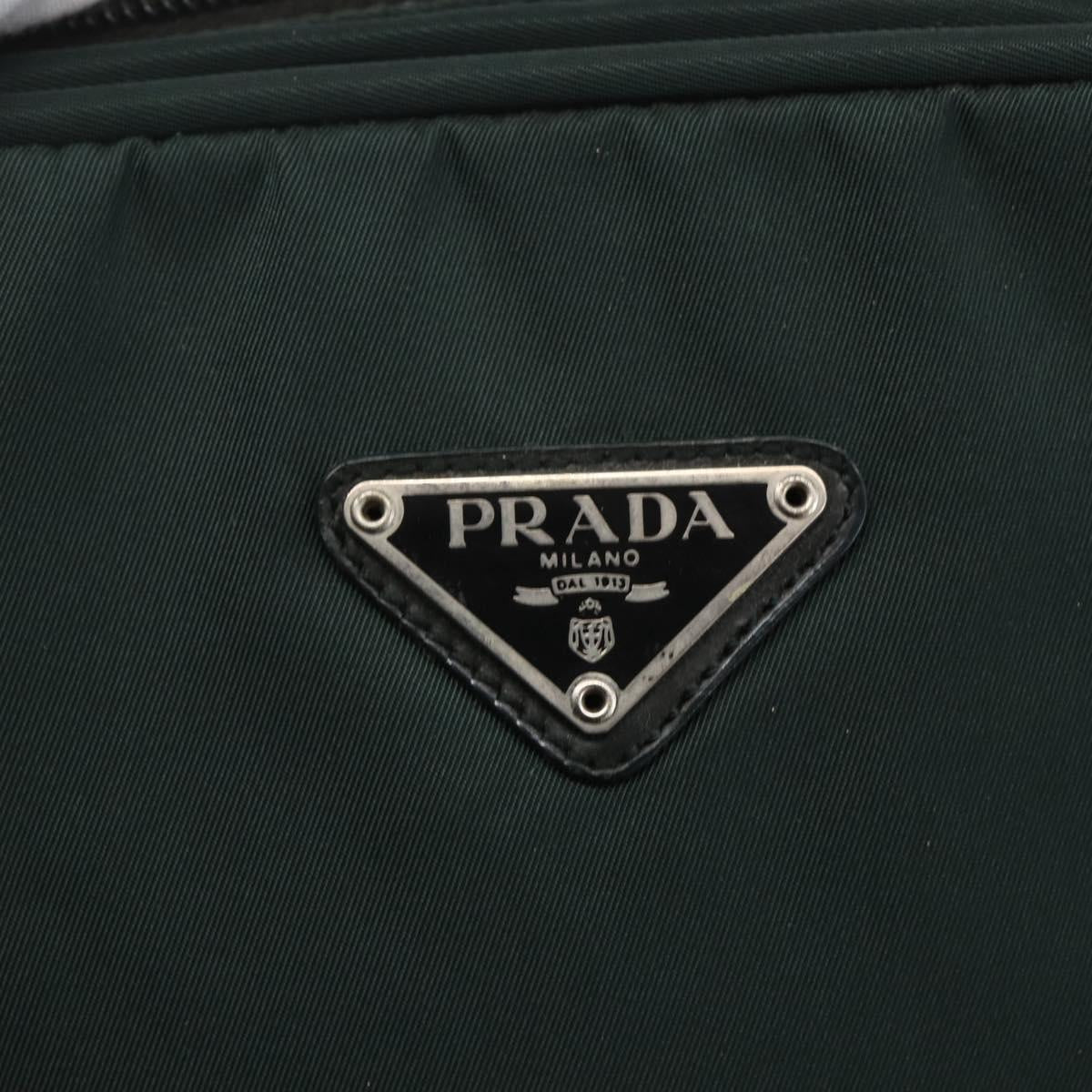 PRADA Hand Bag Nylon Green Silver Auth 151461