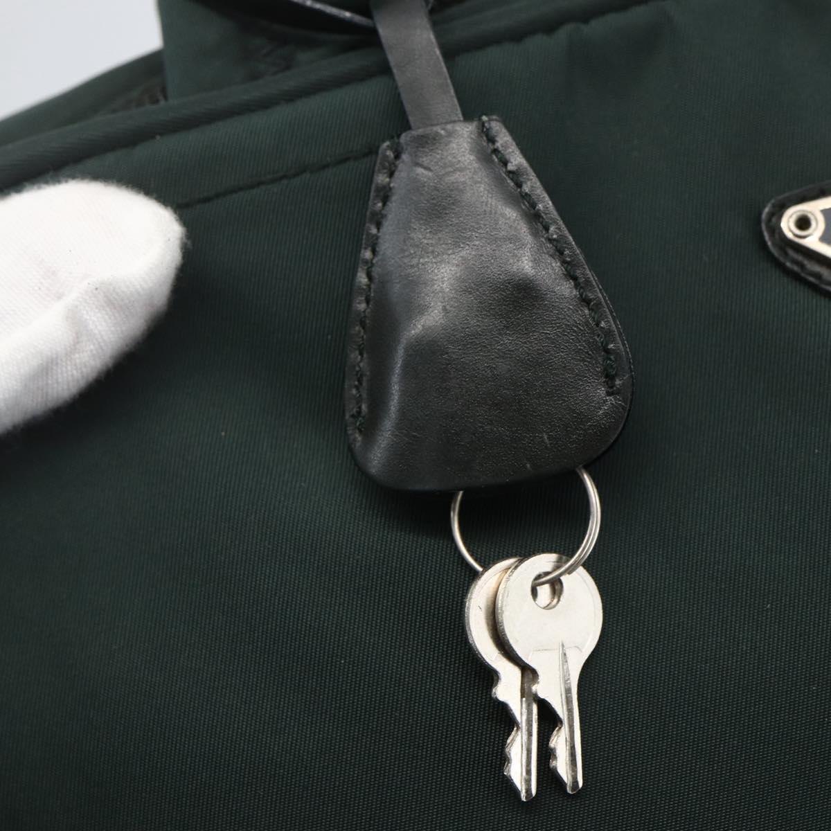 PRADA Hand Bag Nylon Green Silver Auth 151461