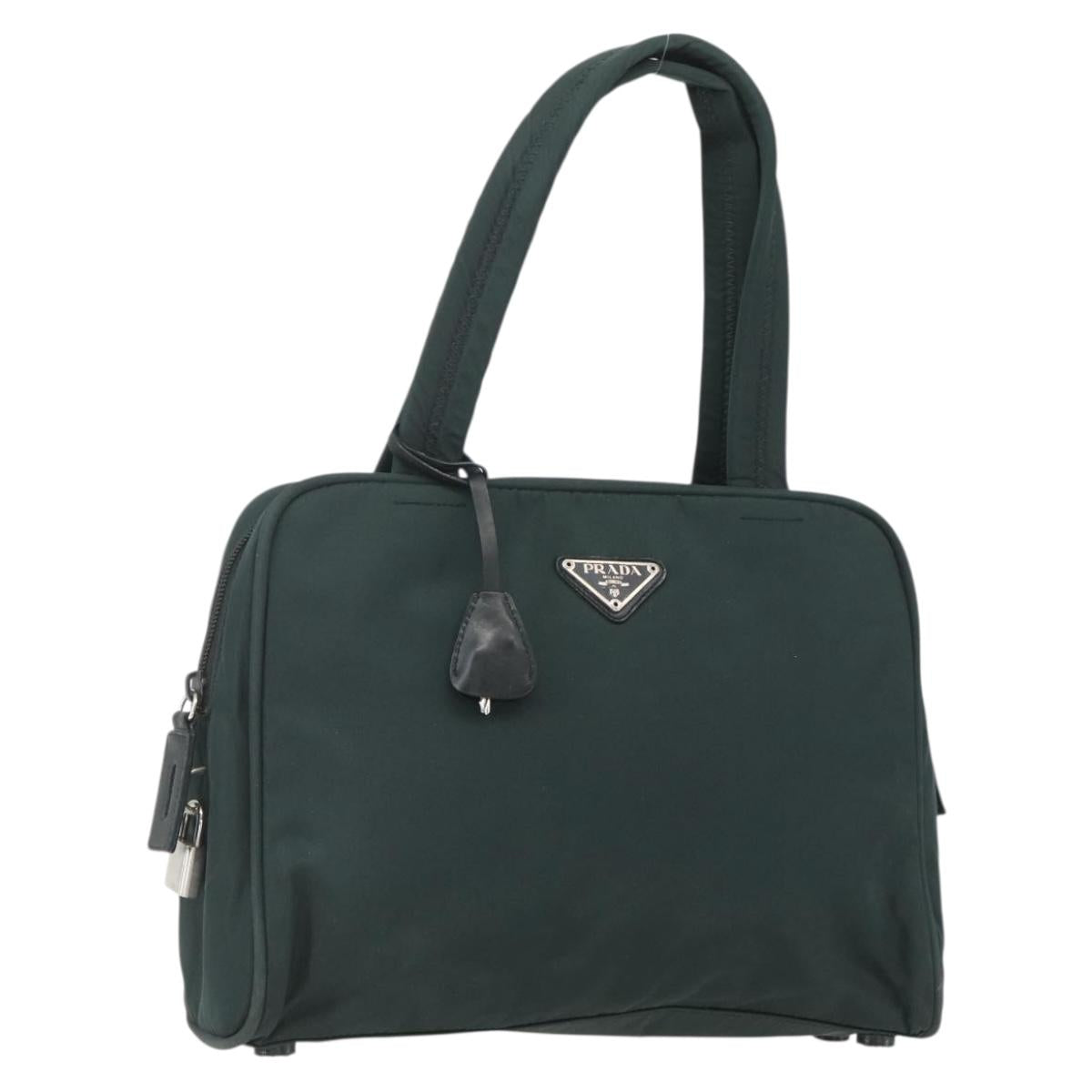 PRADA Hand Bag Nylon Green Silver Auth 151461