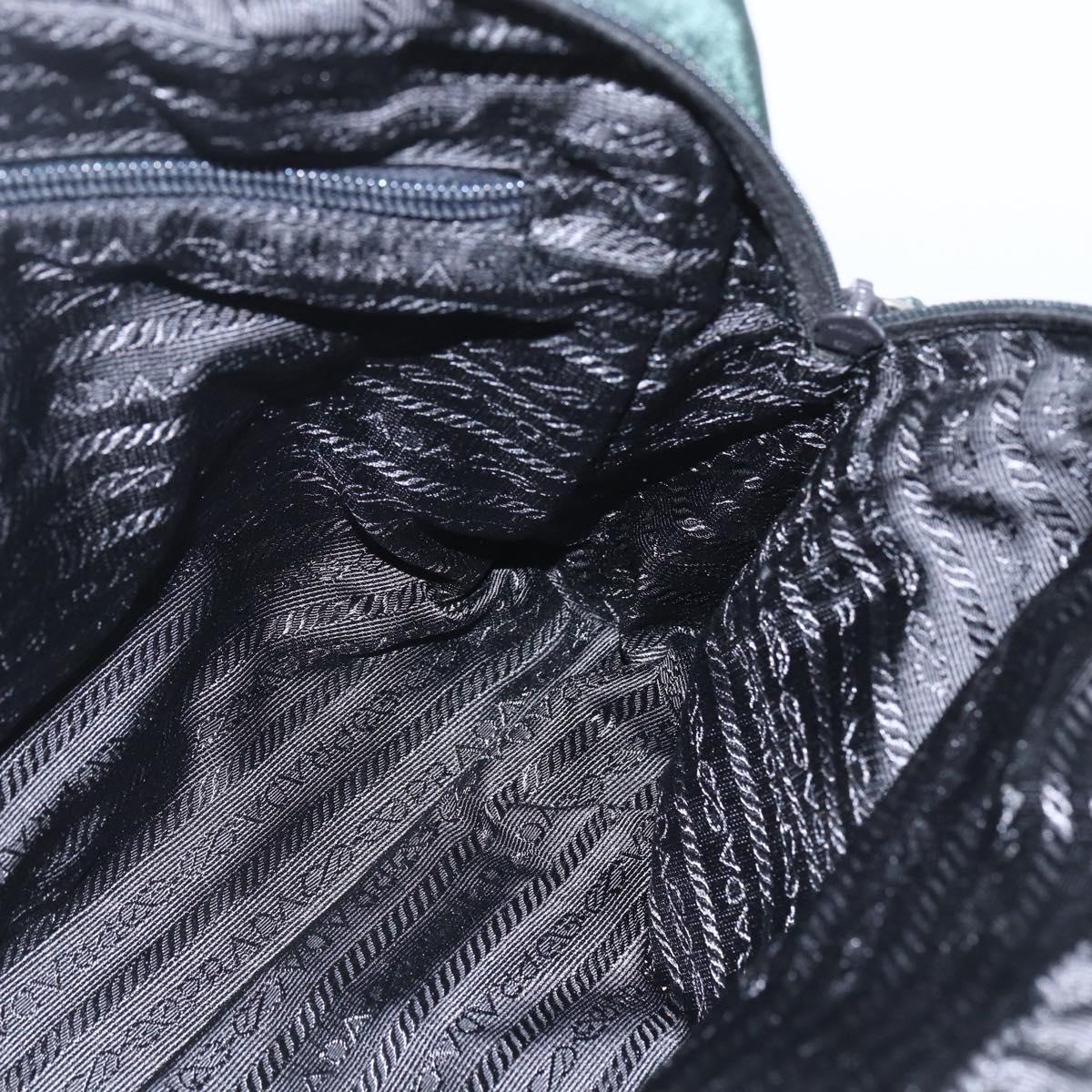 PRADA Hand Bag Nylon Green Silver Auth 151461