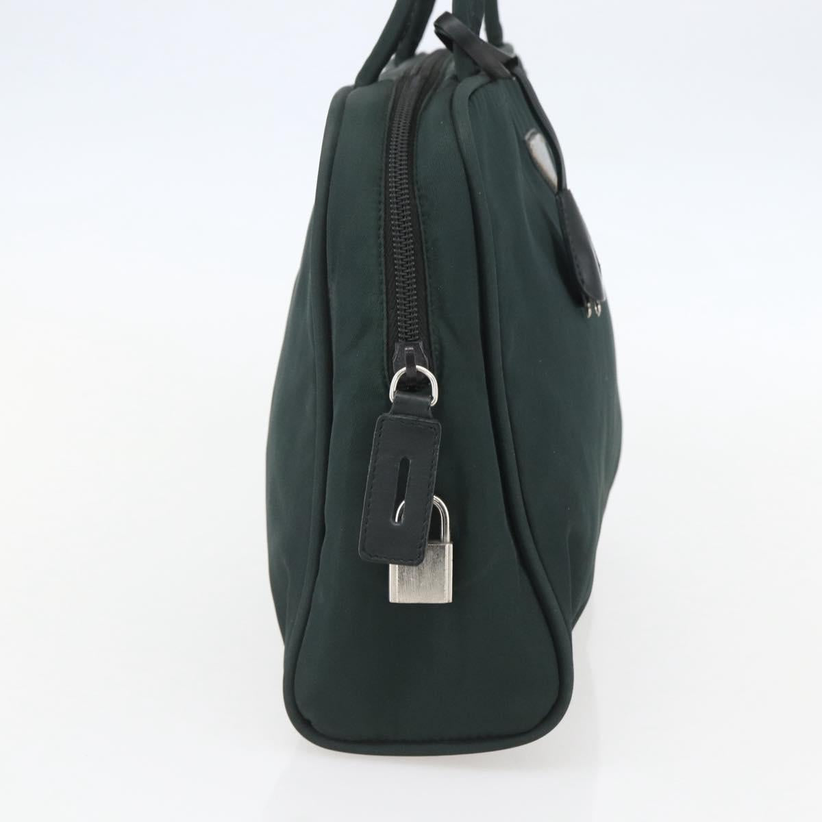 PRADA Hand Bag Nylon Green Silver Auth 151461