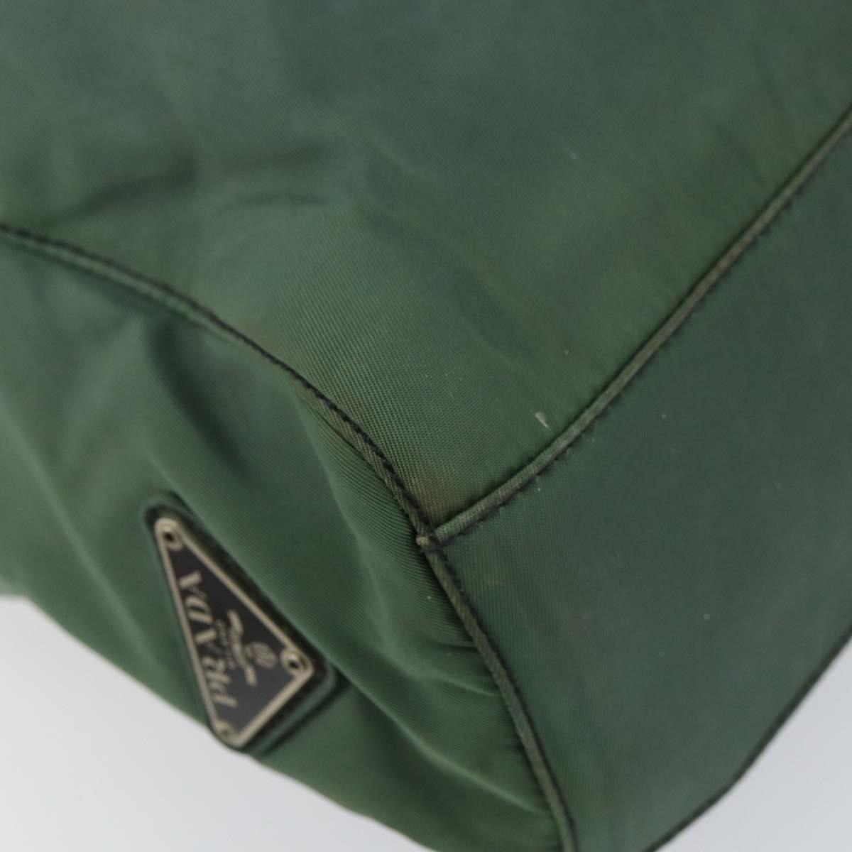 PRADA Hand Bag Nylon Green Silver Auth 151462
