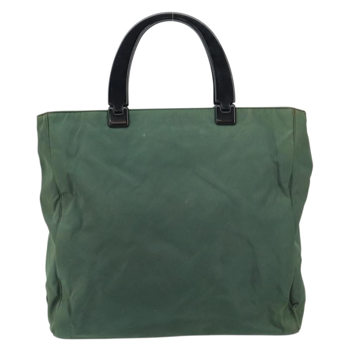 PRADA Hand Bag Nylon Green Silver Auth 151462