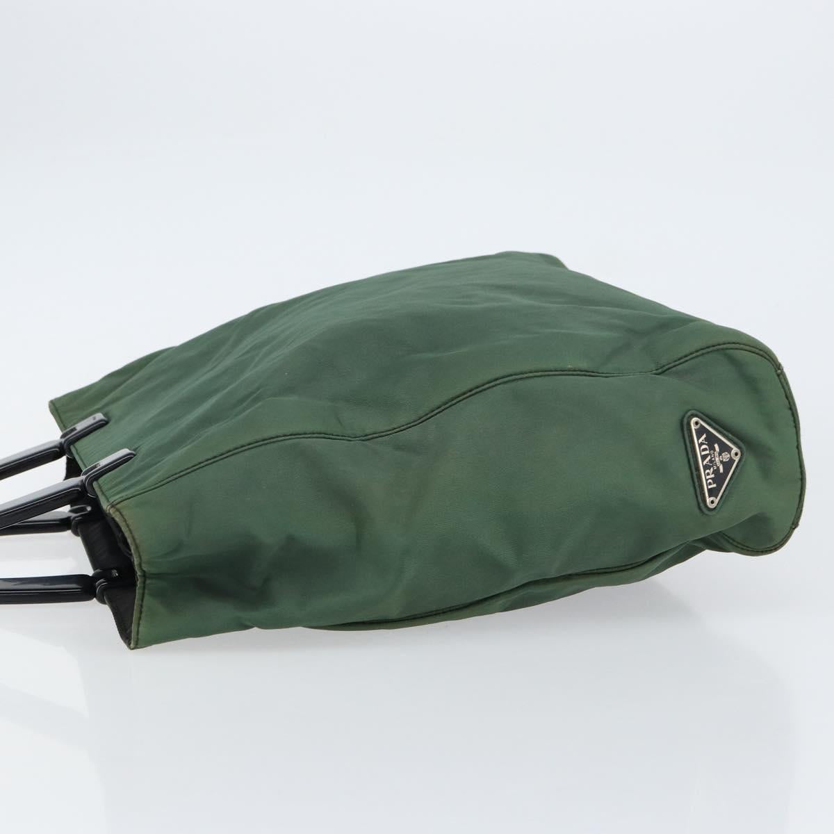 PRADA Hand Bag Nylon Green Silver Auth 151462