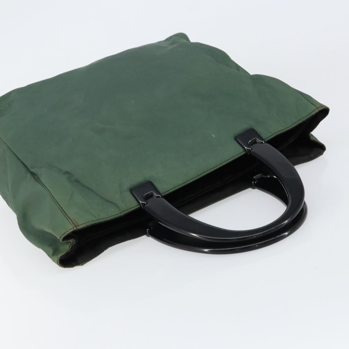 PRADA Hand Bag Nylon Green Silver Auth 151462