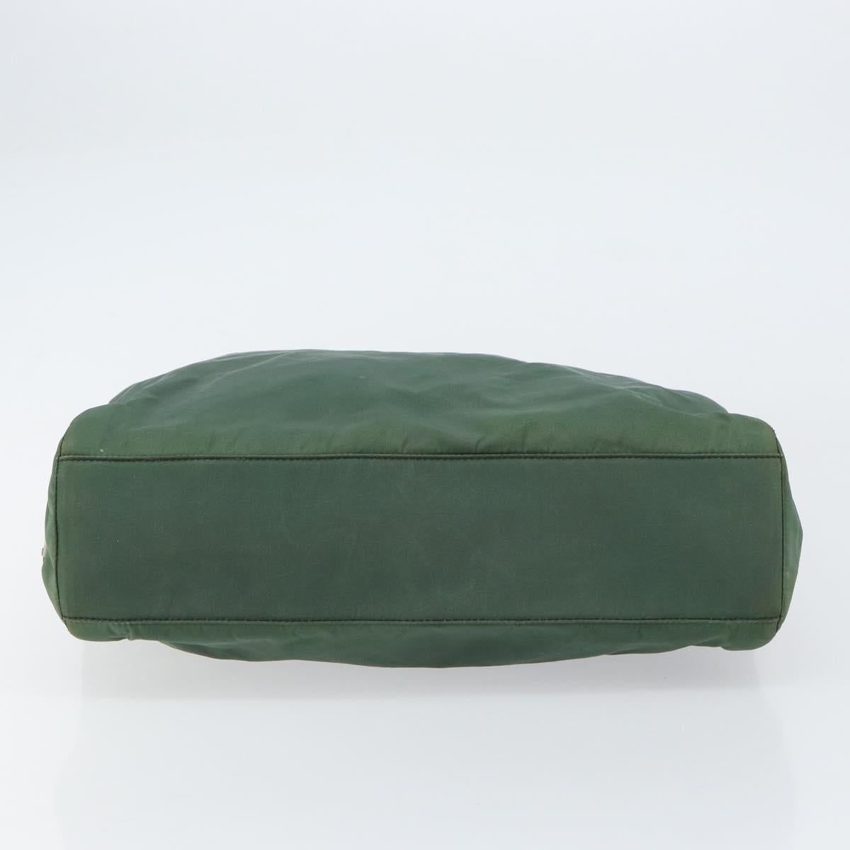 PRADA Hand Bag Nylon Green Silver Auth 151462