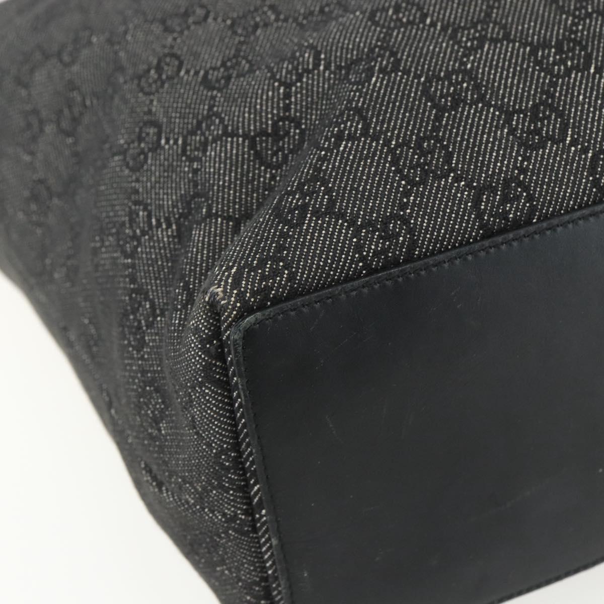 GUCCI GG Canvas Tote Bag Black Silver 31243 Auth 151463