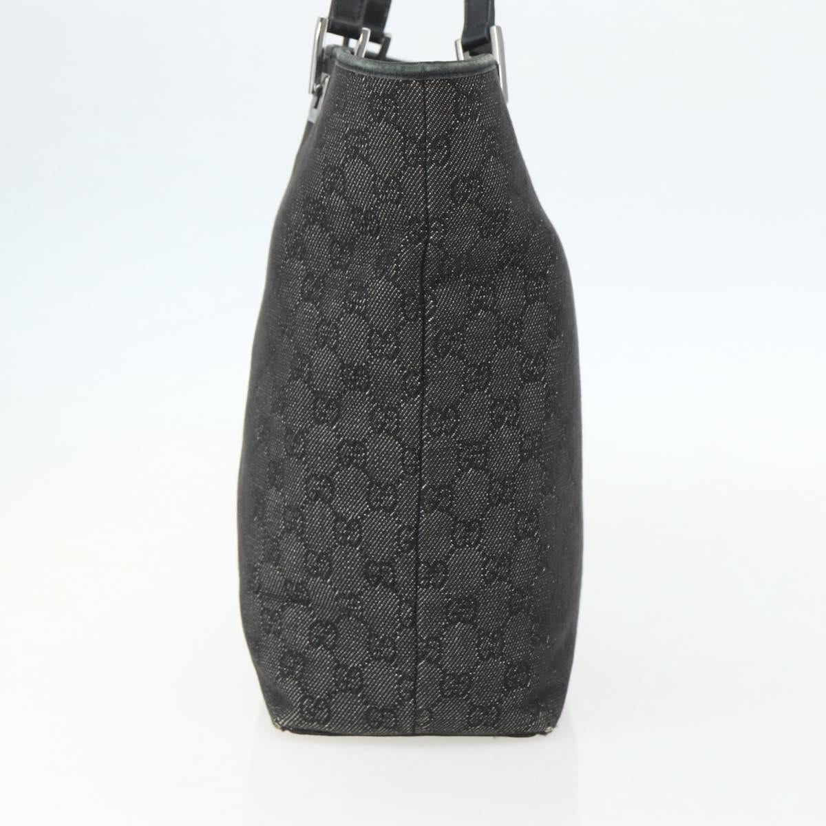 GUCCI GG Canvas Tote Bag Black Silver 31243 Auth 151463